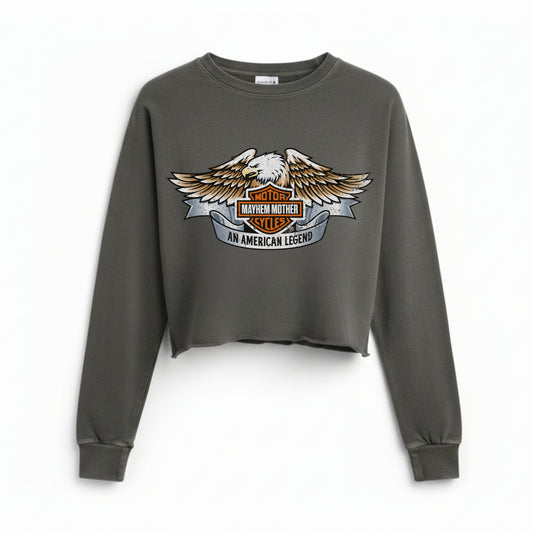 Mayhem Mother Motorcycles Vintage Long Sleeve Crop Top