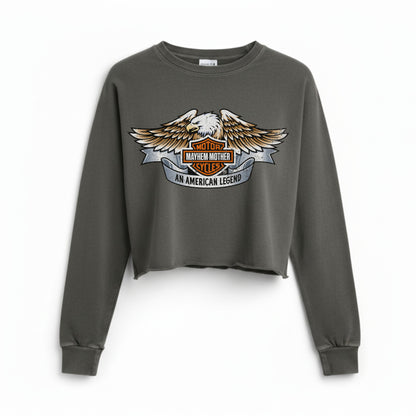 Mayhem Mother Motorcycles Vintage Long Sleeve Crop Top