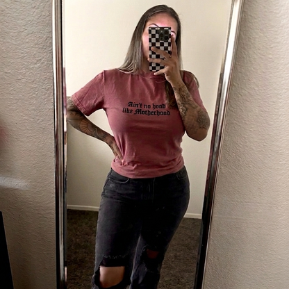 Aint No Hood Like Motherhood Embroidered Tee