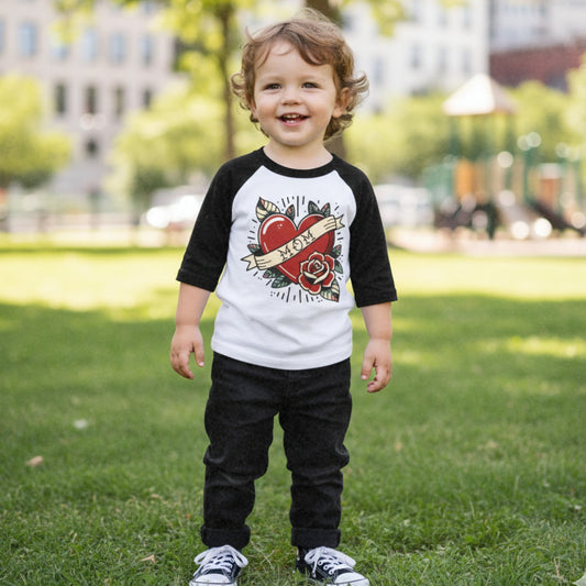 Mom Tattoo Baseball Toddler Tee