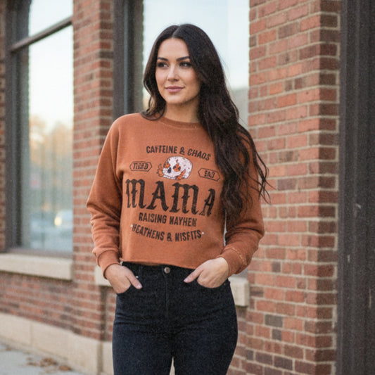 Raising Mayhem Vintage Long Sleeve Crop Top